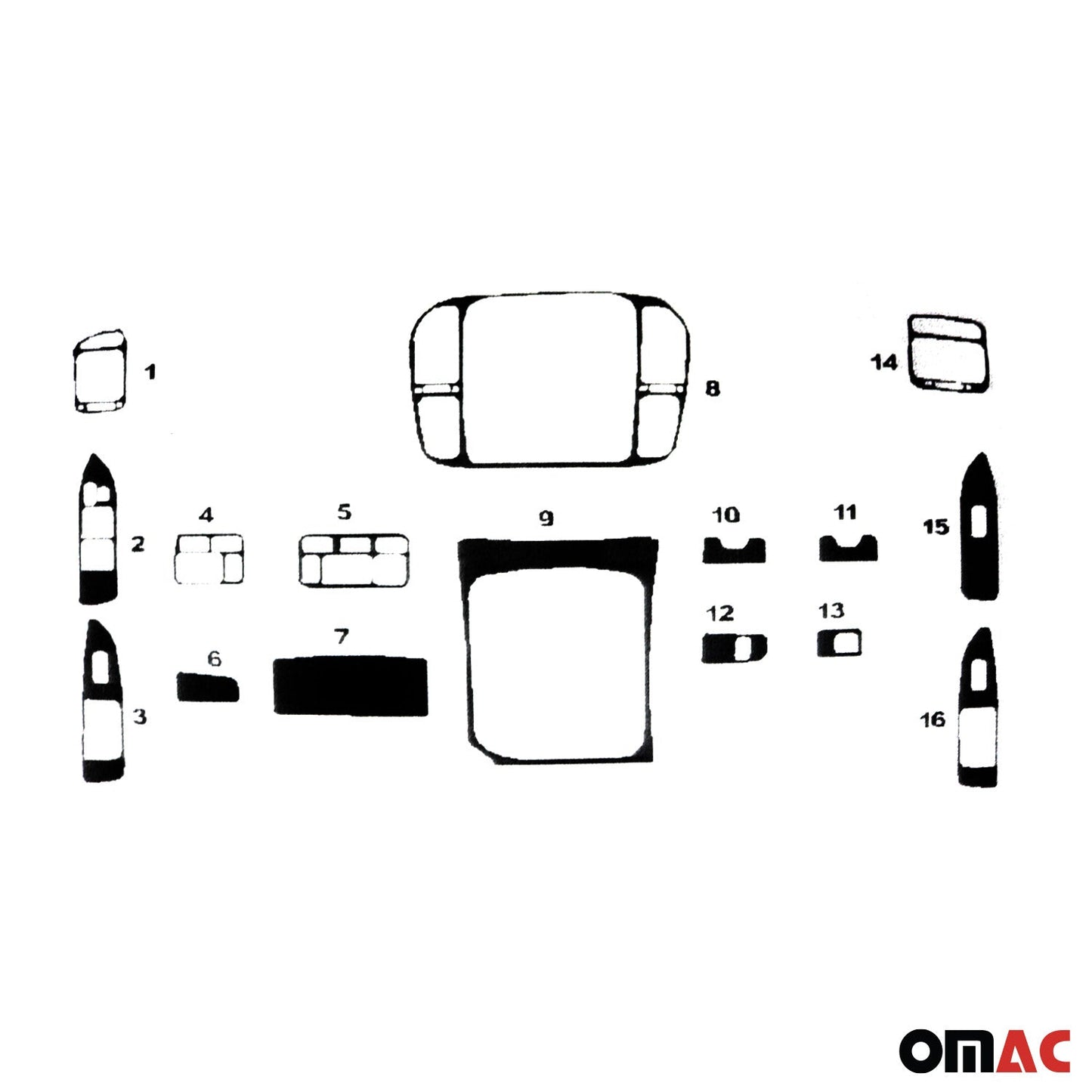 Ornamente interioare cockpit pentru Toyota Land Cruiser 100 1998-2003, aspect carbon, 16 bucăți
