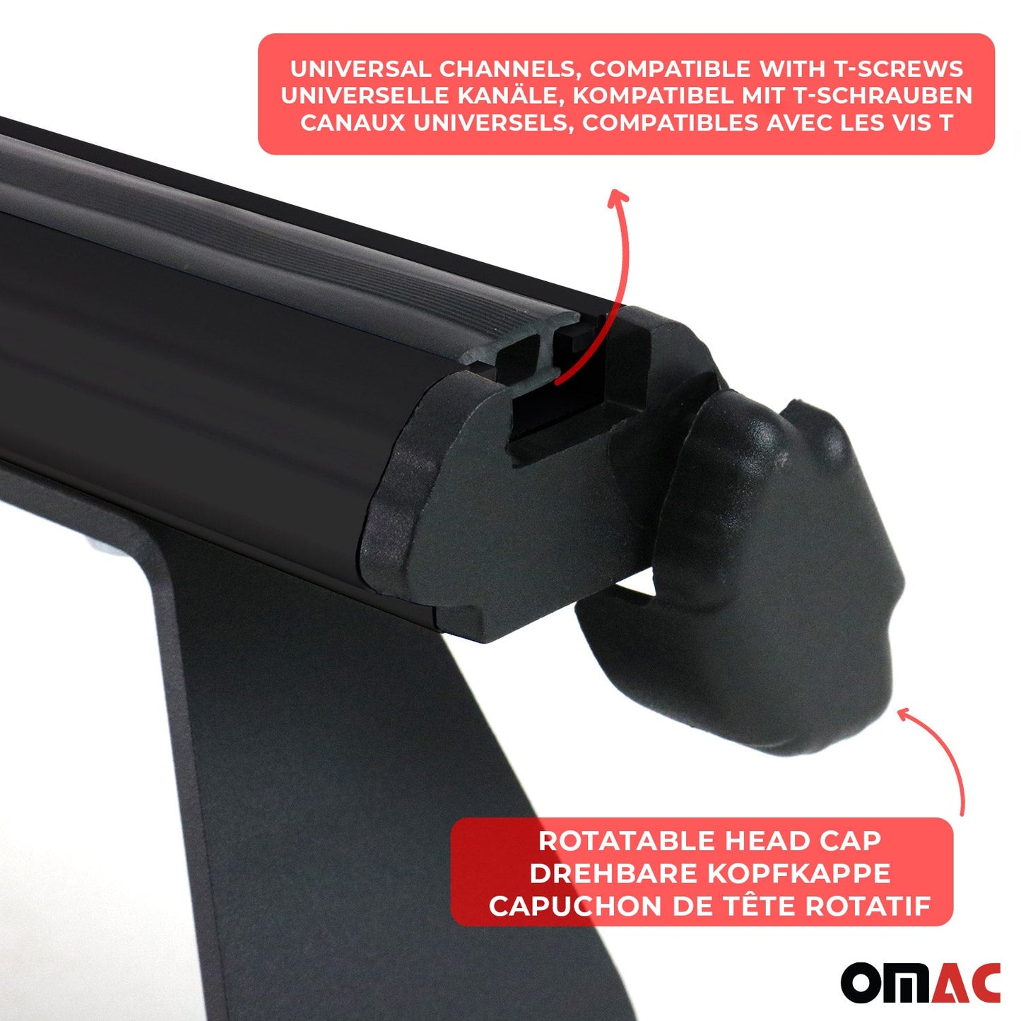 2x Set portbagaj plafon + suport scară pentru Fiat Doblo 2010-2021 Opritoare de încărcare negre