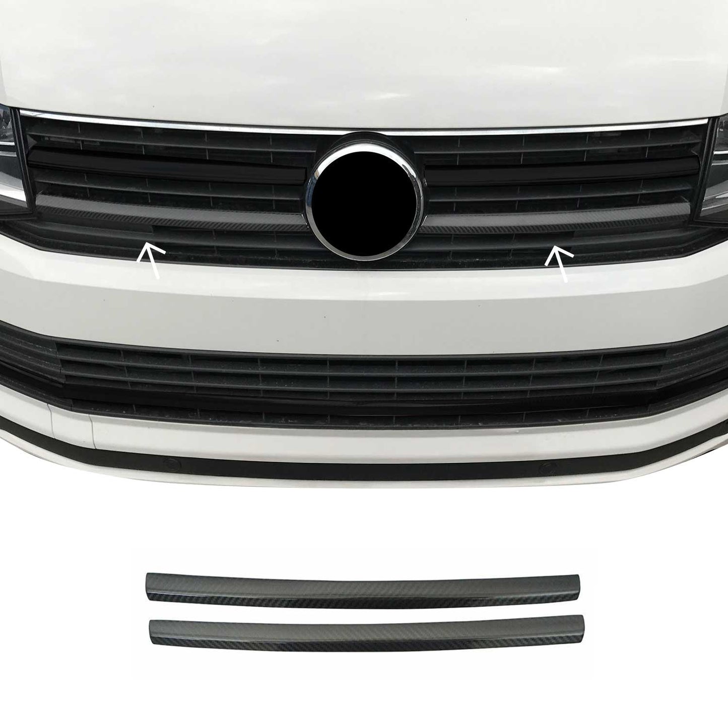 Kühlergrill Grillleisten für VW T6 Transporter 2015-2019 Highline Carbon 2x