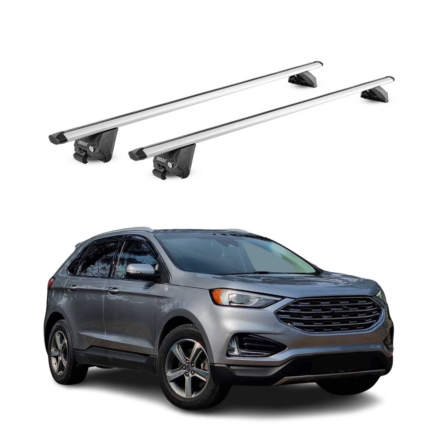 Dachträger Grundtäger für Ford Edge 2016-2021 100kg Aluminium Silber 2tlg ABE