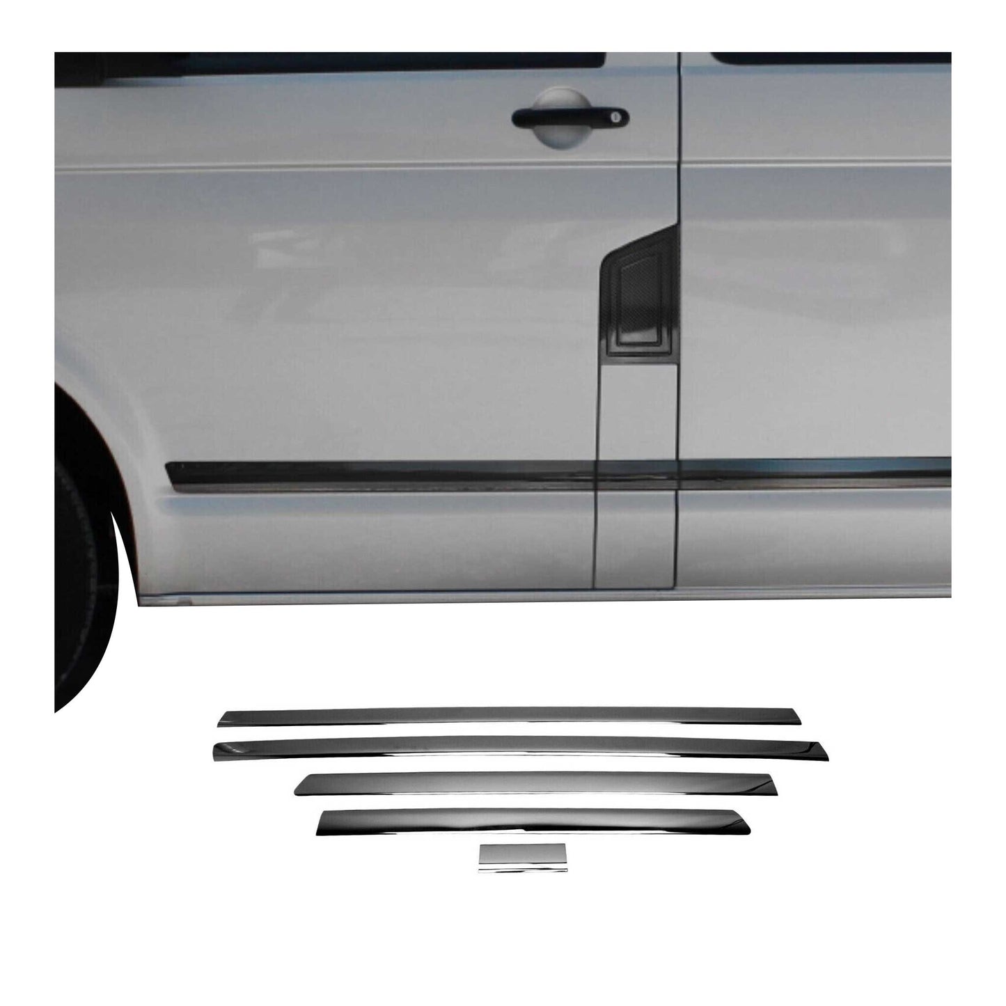 Seitentürleiste Türschutz für VW Transporter T5 2003-2015 Kurzer Chrom Dunkel 5x