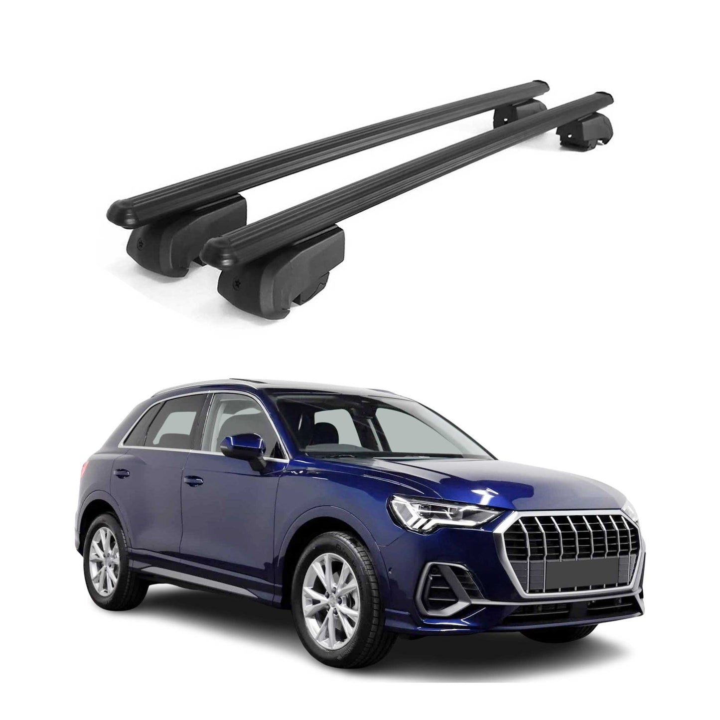Dachträger Grundtäger für Audi Q3 mk2 2018-2025 75kg Alu Schwarz 2 tlg