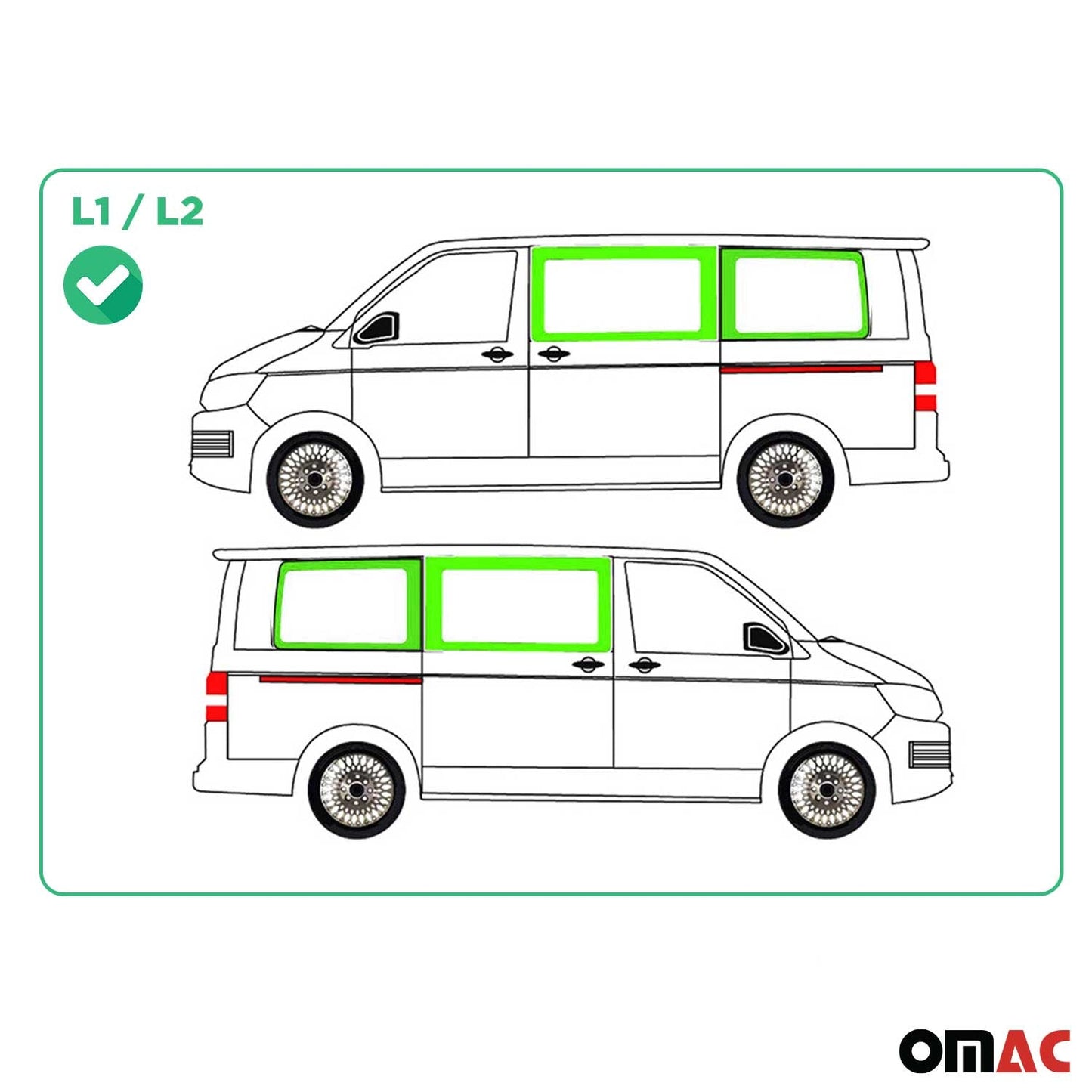 Seitenfenster Autoglas für VW T5 T6 2003-2025 Links Rechts 4x SET L1 Kurzer