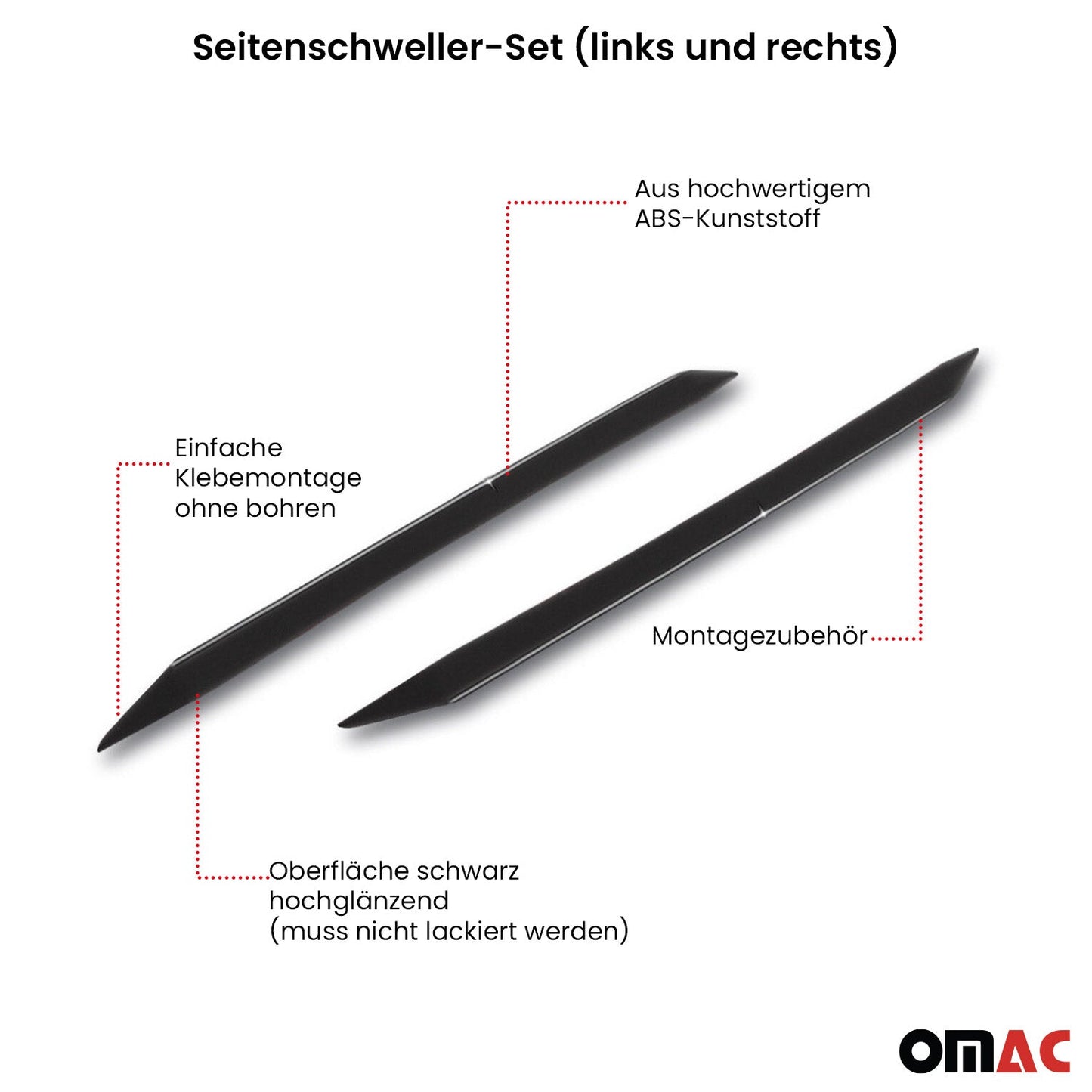 RDX Seitenschweller für Opel Zafira B 2005-2012 ABS Schwarz glänzend