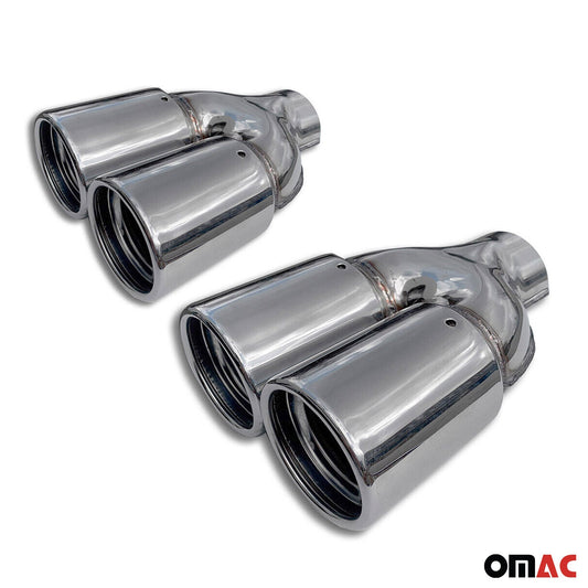 Auspuffblende Endrohr für Renault Clio 2012-2019 Edelstahl Chrom 2tlg