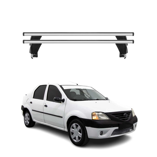 Menabo Dachträger Grundtäger für Dacia Logan mk1 2004-2012 50kg Alu Silber 2 tlg
