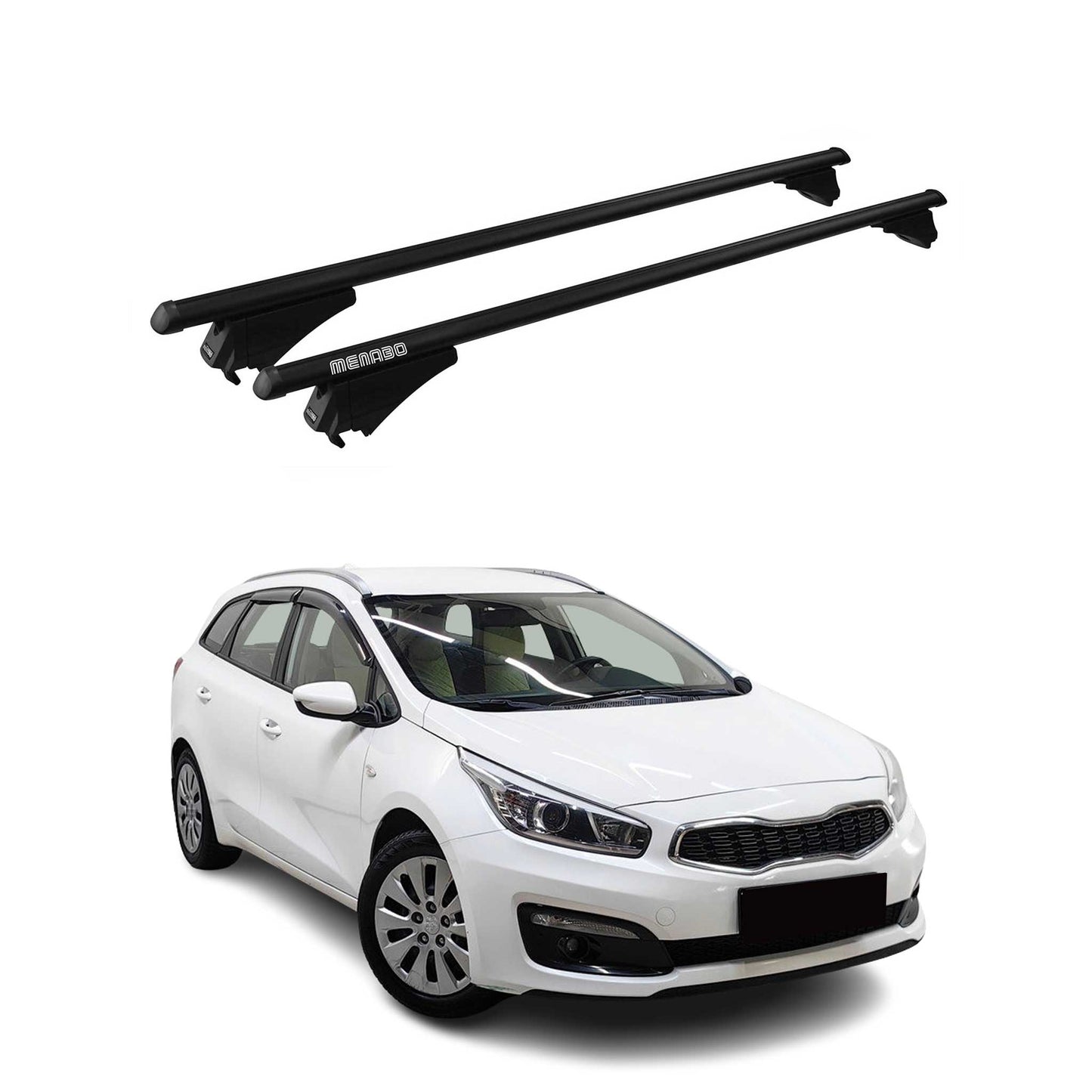 Menabo Dachträger Grundtäger für Kia Ceed SportsWagon 2012-2018 75kg Alu Schwarz