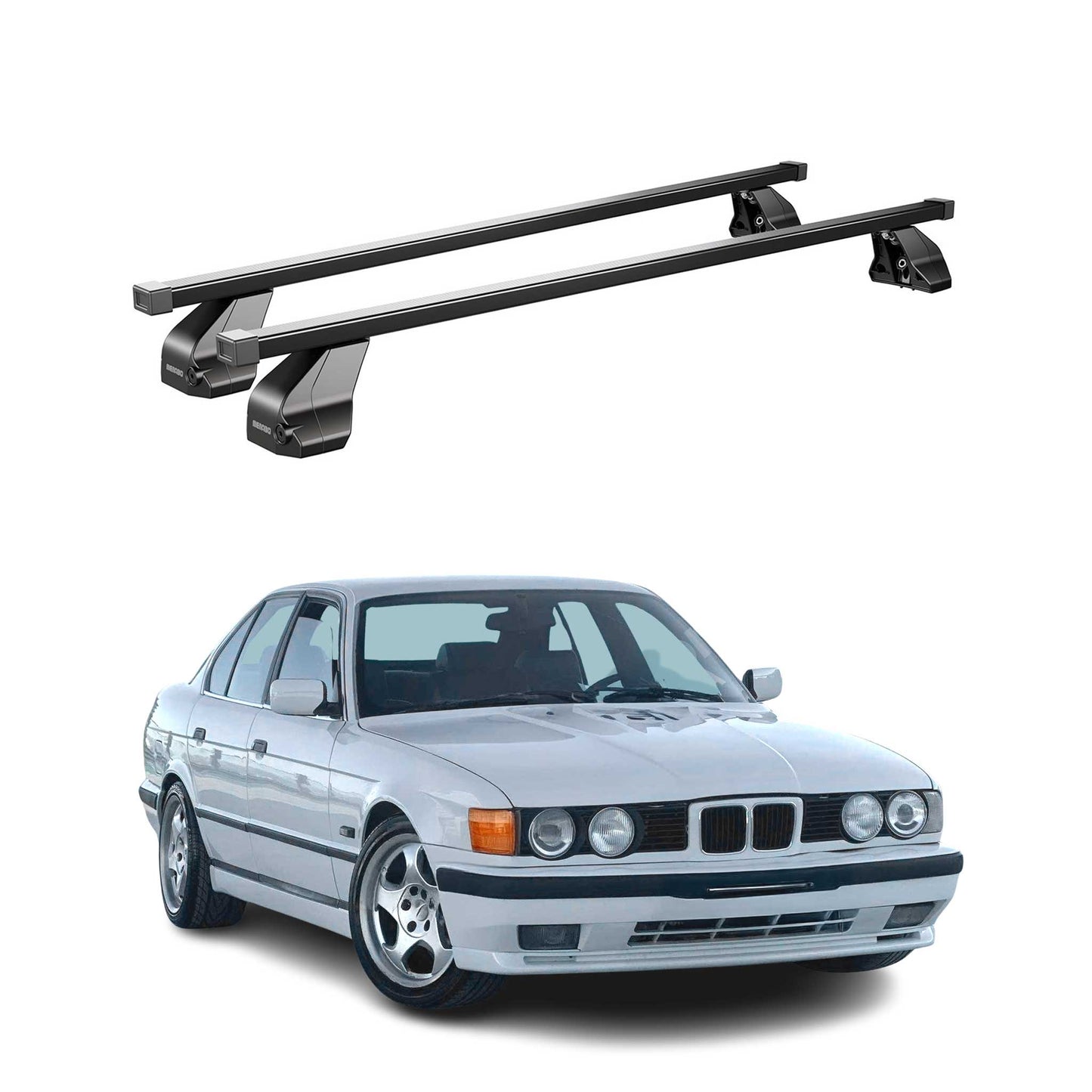 Menabo Dachträger Grundtäger für BMW 5er E39 Limo 1995-2003 75kg Stahl Schwarz