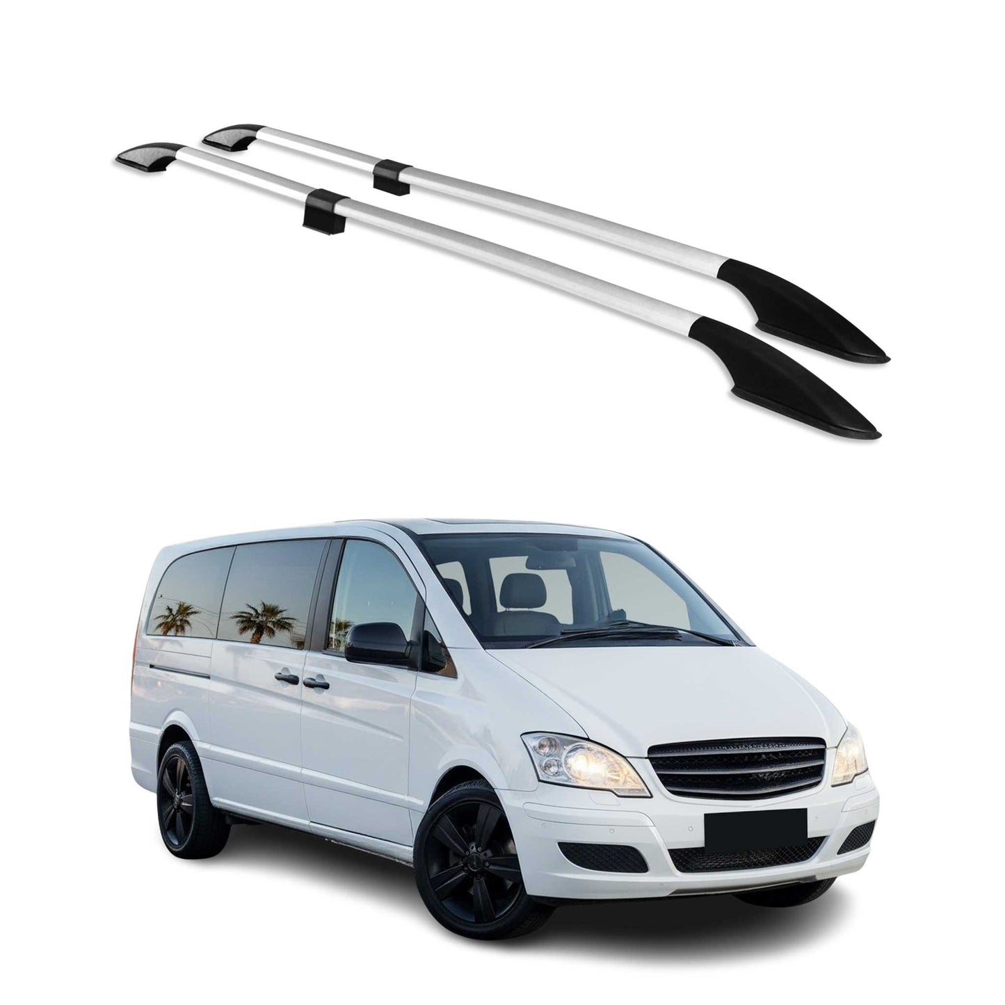 Dachreling für Mercedes Viano W639 2003-2014 Aluminium L2 Mittel Radstand Silber