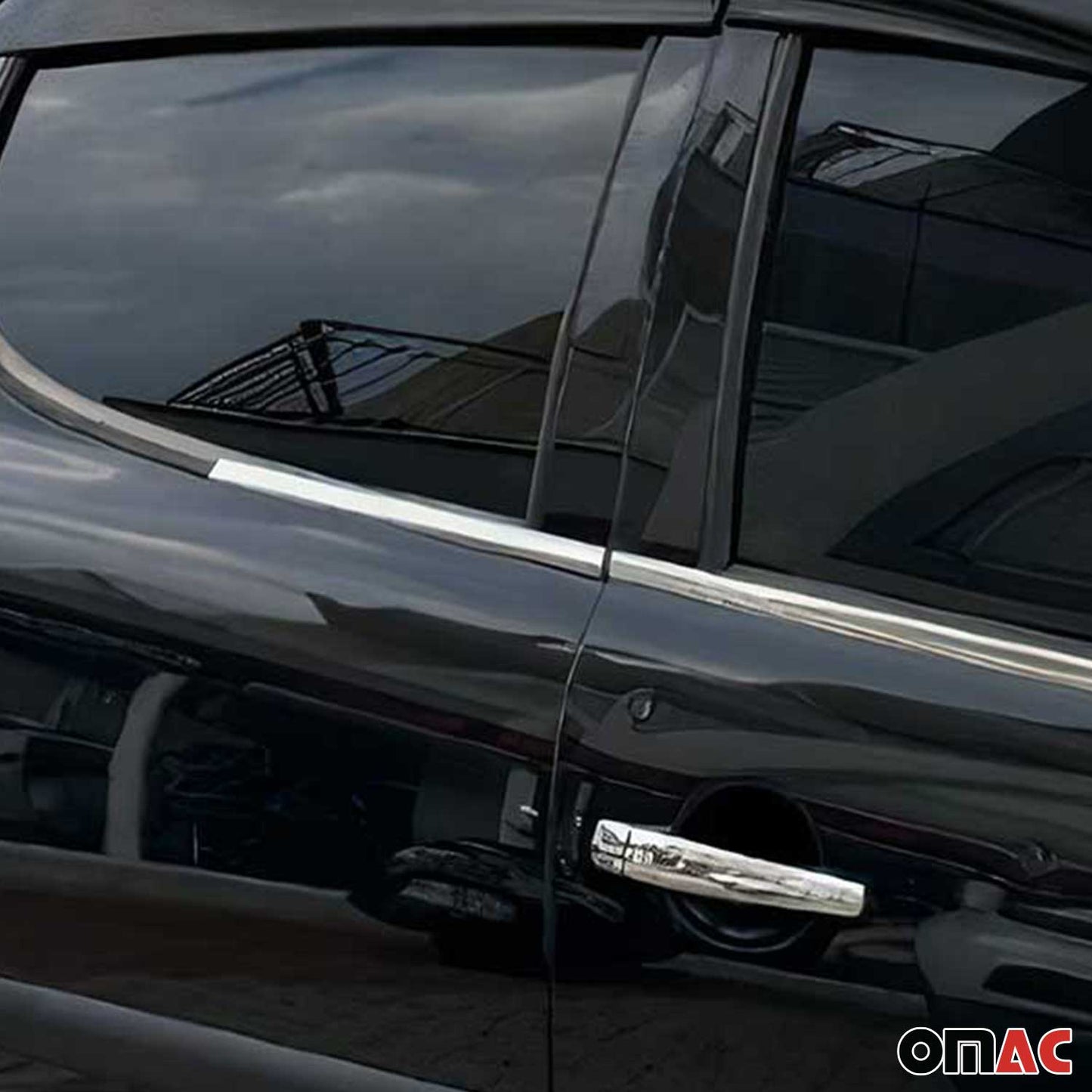 Benzi decorative geamuri pentru Peugeot 207 hatchback cu 5 uși 2006-2012, set 4 piese cromate