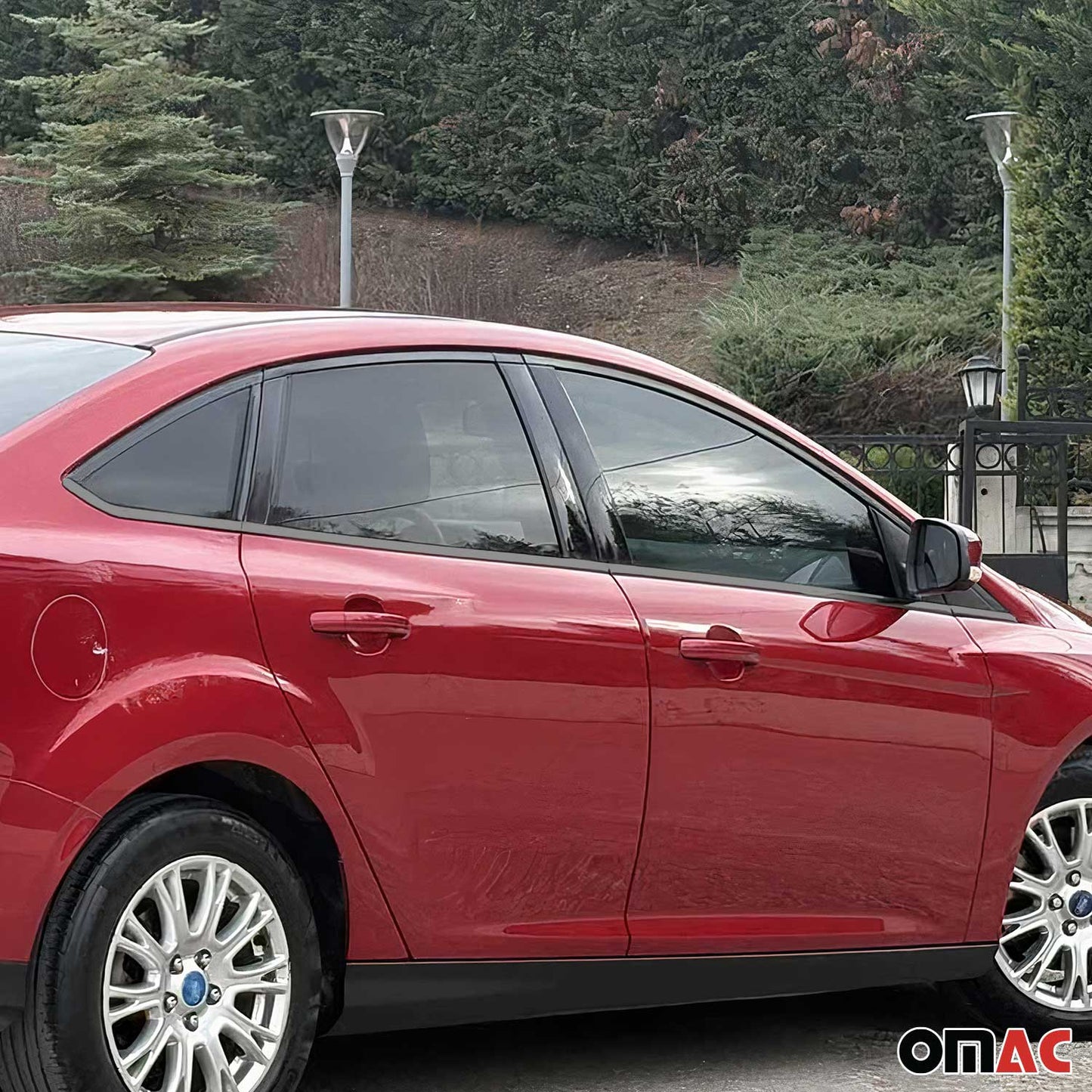 Ornamente/ramă geam pentru Ford Focus 2011-2018 sedan, oțel inoxidabil, 8 bucăți