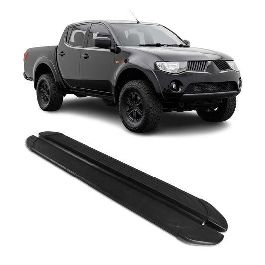 Trittbretter für Mitsubishi L200 DoubleCab Triton 2005-14 Aluminium Schwarz