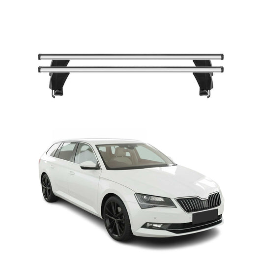 Menabo Dachträger für Skoda Superb mk3 Kombi 2015-2019 Pre-FL 50kg Alu Silber 2x