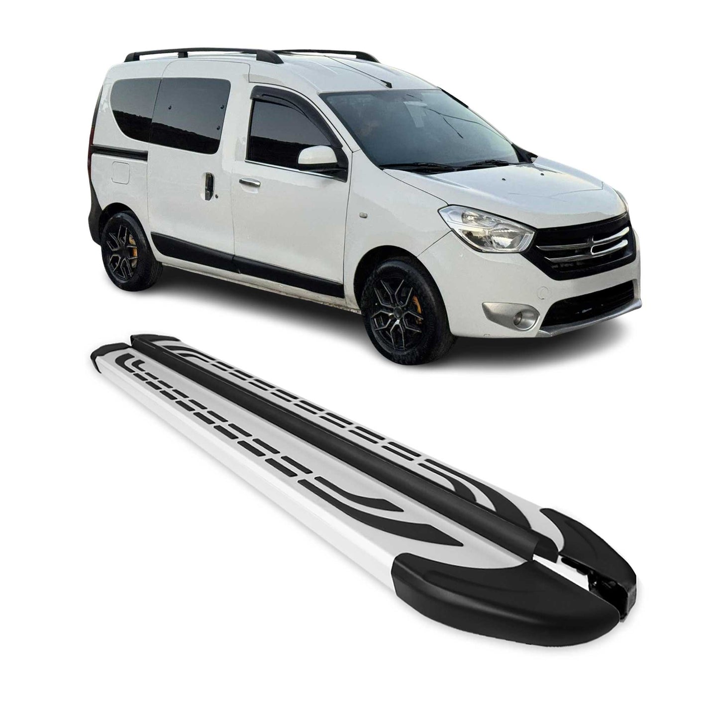 Trittbretter Seitenschweller Seitenbretter für Dacia Dokker 2012-2021 Alu Grau