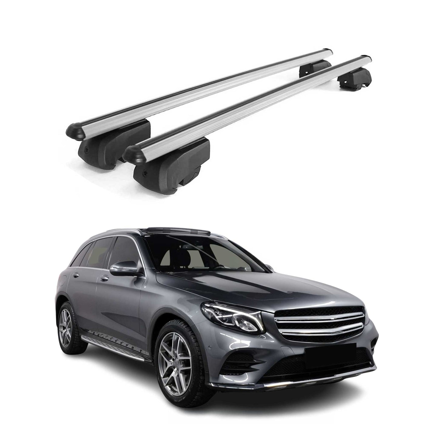 Dachträger Gepäckträger für Mercedes GLC X253 2015-2021 ABE Aluminium Grau