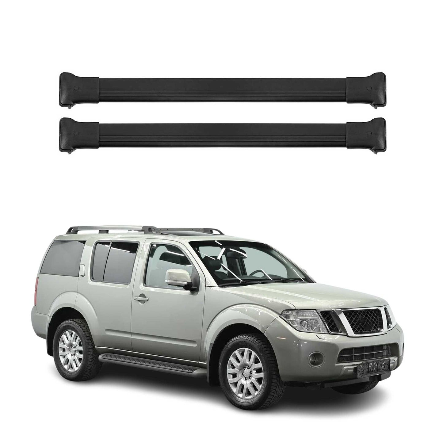 Portbagaj de plafon pentru Nissan Pathfinder 2005-2013 75kg aluminiu negru 2 piese