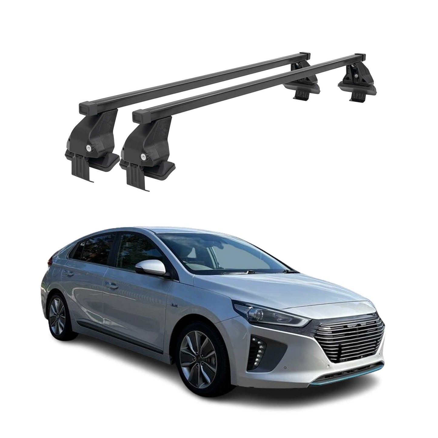 Menabo Dachträger Grundtäger für Hyundai Ioniq 2017-2022 50kg Stahl Schwarz 2x