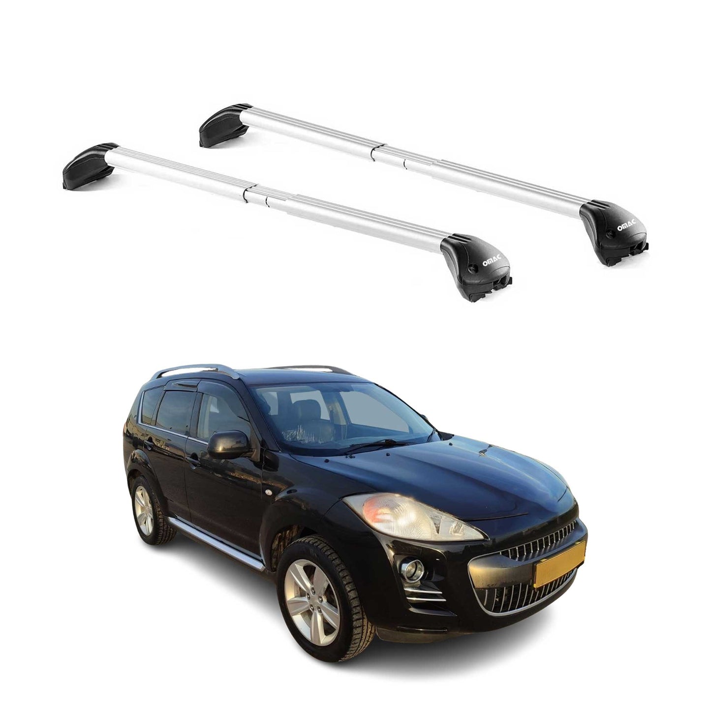 Portbagaj de plafon pentru Peugeot 4007 2007-2012 5 uși 100 kg aluminiu argintiu 2x ABE