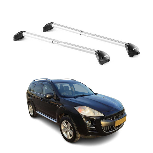 Portbagaj de plafon pentru Peugeot 4007 2007-2012 5 uși 100 kg aluminiu argintiu 2x ABE