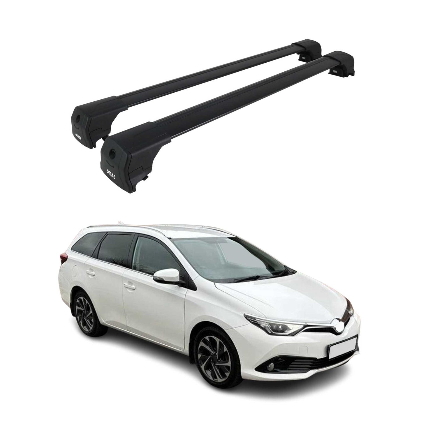 Dachträger Grundtäger für Toyota Auris mk2 Kombi 2012-2018 75kg Alu Schwarz 2tlg