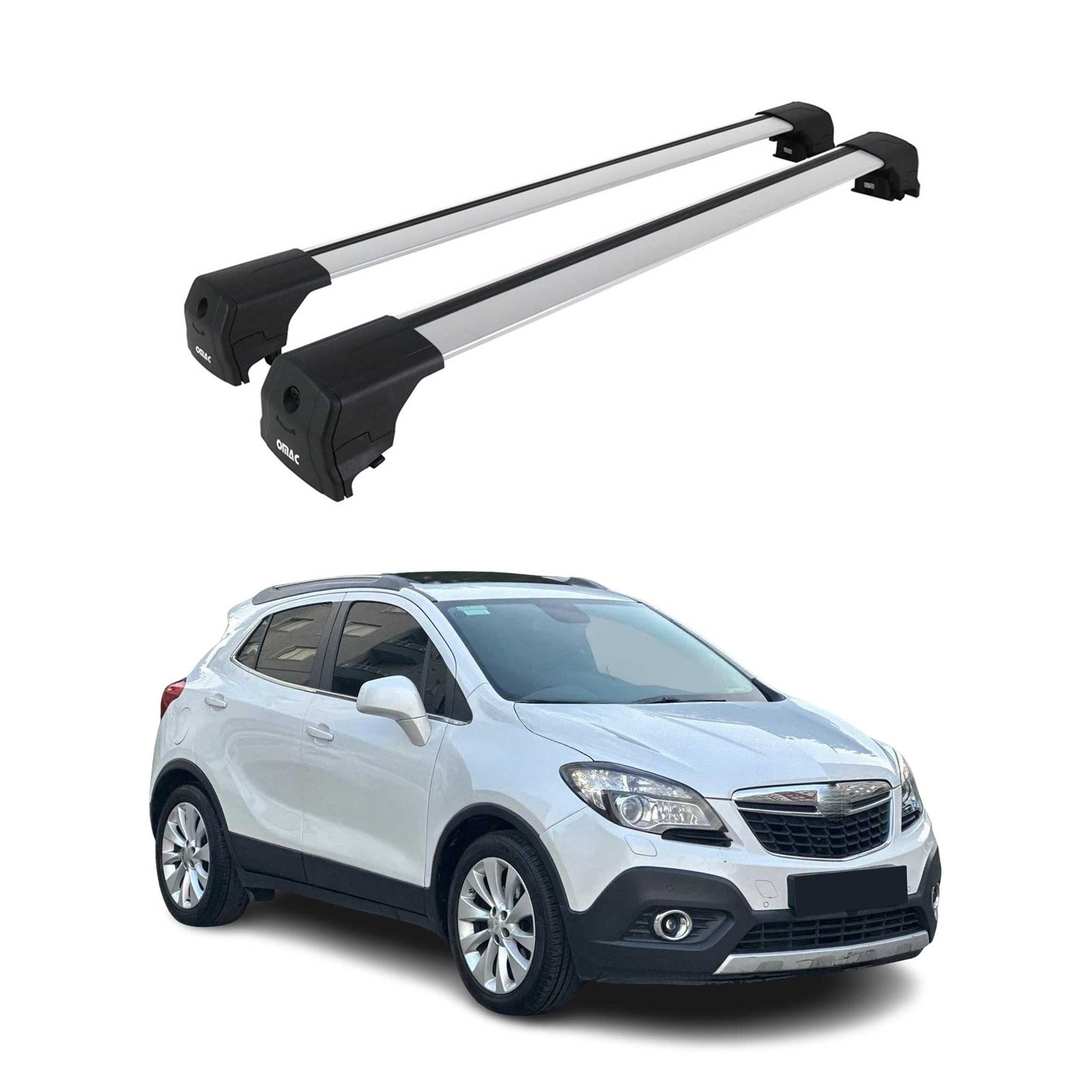 Portbagaj de plafon pentru Opel Mokka / Mokka X 2012-2019 75kg aluminiu argintiu 2 buc