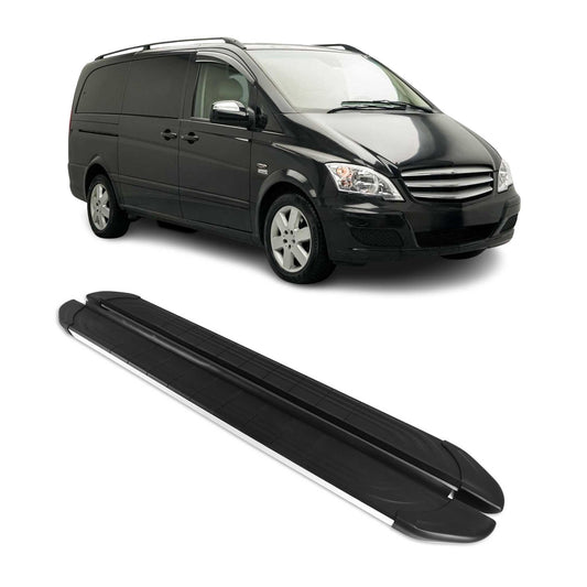 Trittbretter Seitenschweller für Mercedes Vito W639 2003-2014 L3 Schwarz Alu
