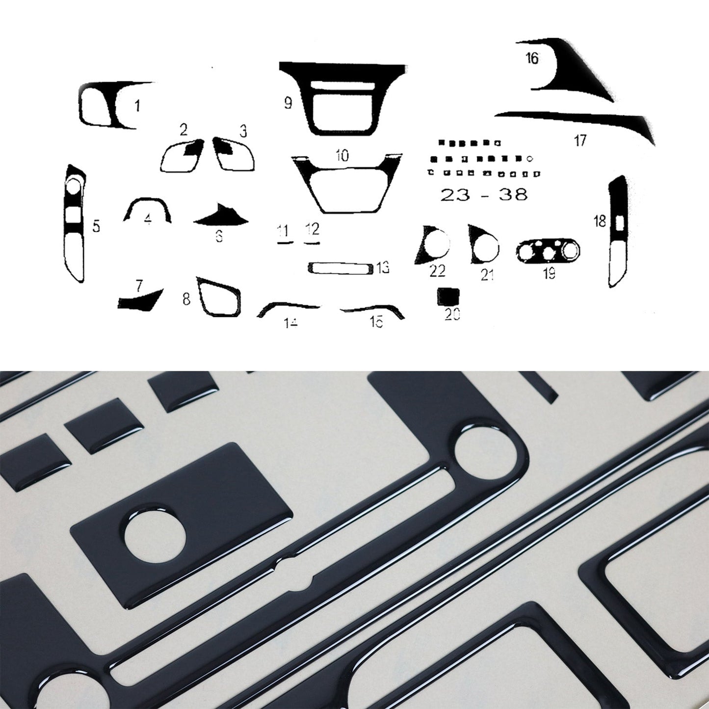 Innenraum Dekor Cockpit für Iveco Daily 2014-2019 Piano Schwarz Optik 38tlg