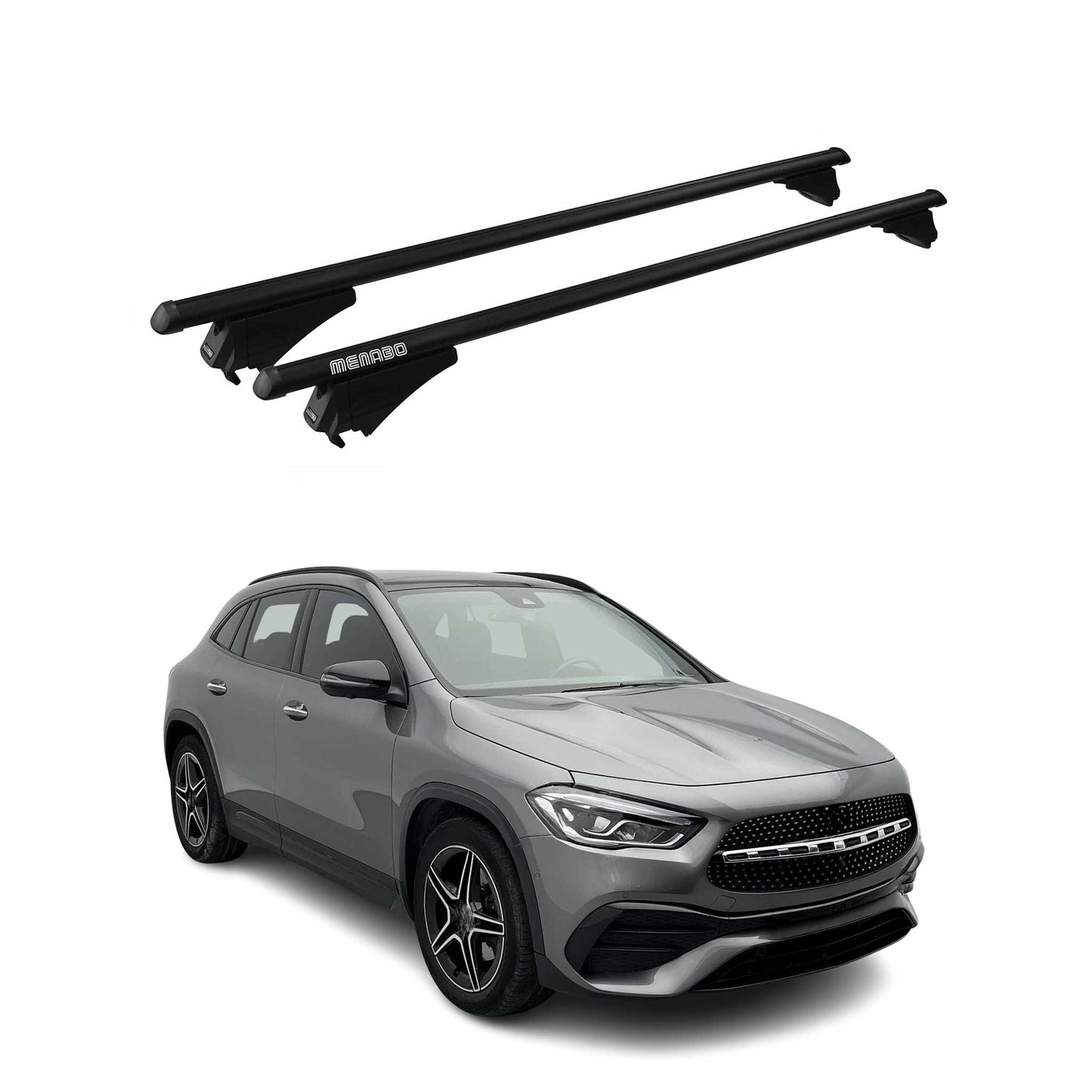Menabo Dachträger Grundtäger für Mercedes GLA H247 2020-2025 75kg Alu Schwarz 2x