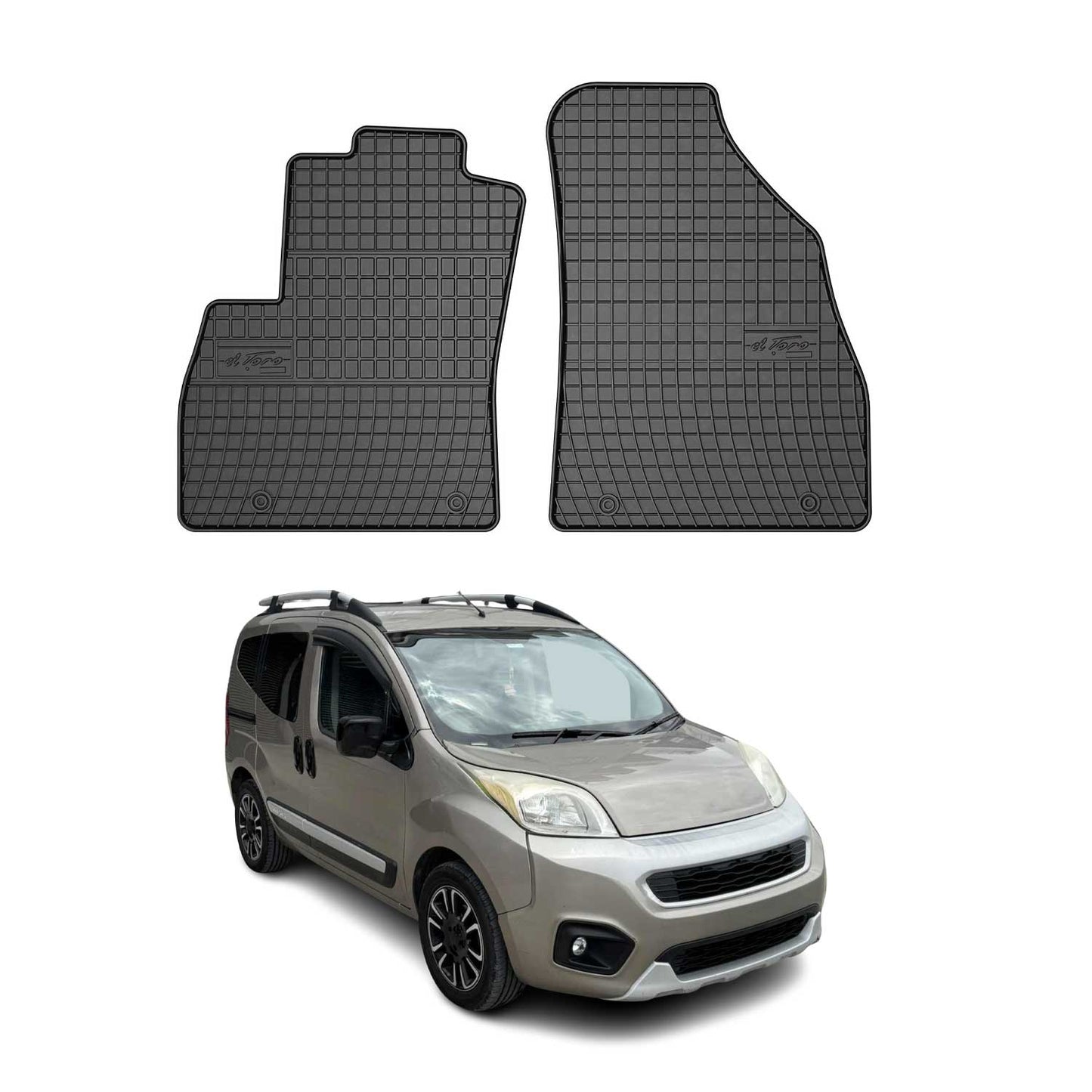 OMAC Gummi Fußmatten für Fiat Qubo 2008-2024 1.Sitzreihe Matten TPE Schwarz 2x