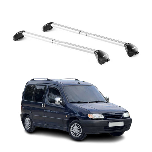 Portbagaj de plafon pentru Citroen Berlingo 1996-2008 100kg aluminiu argintiu 2 piese ABE