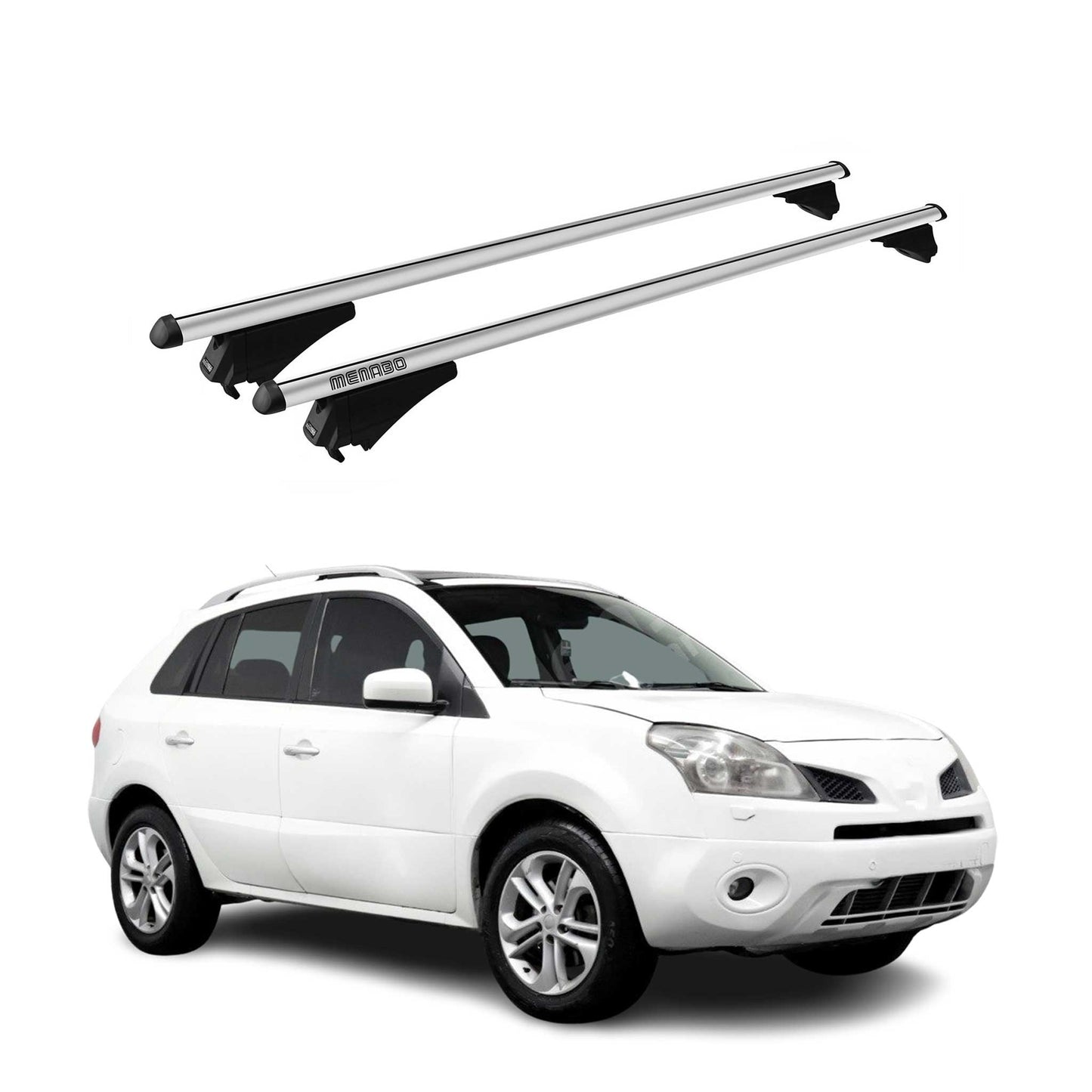 Menabo Dachträger Grundtäger für Renault Koleos mk1 2008-2016 75kg Alu Silber 2x