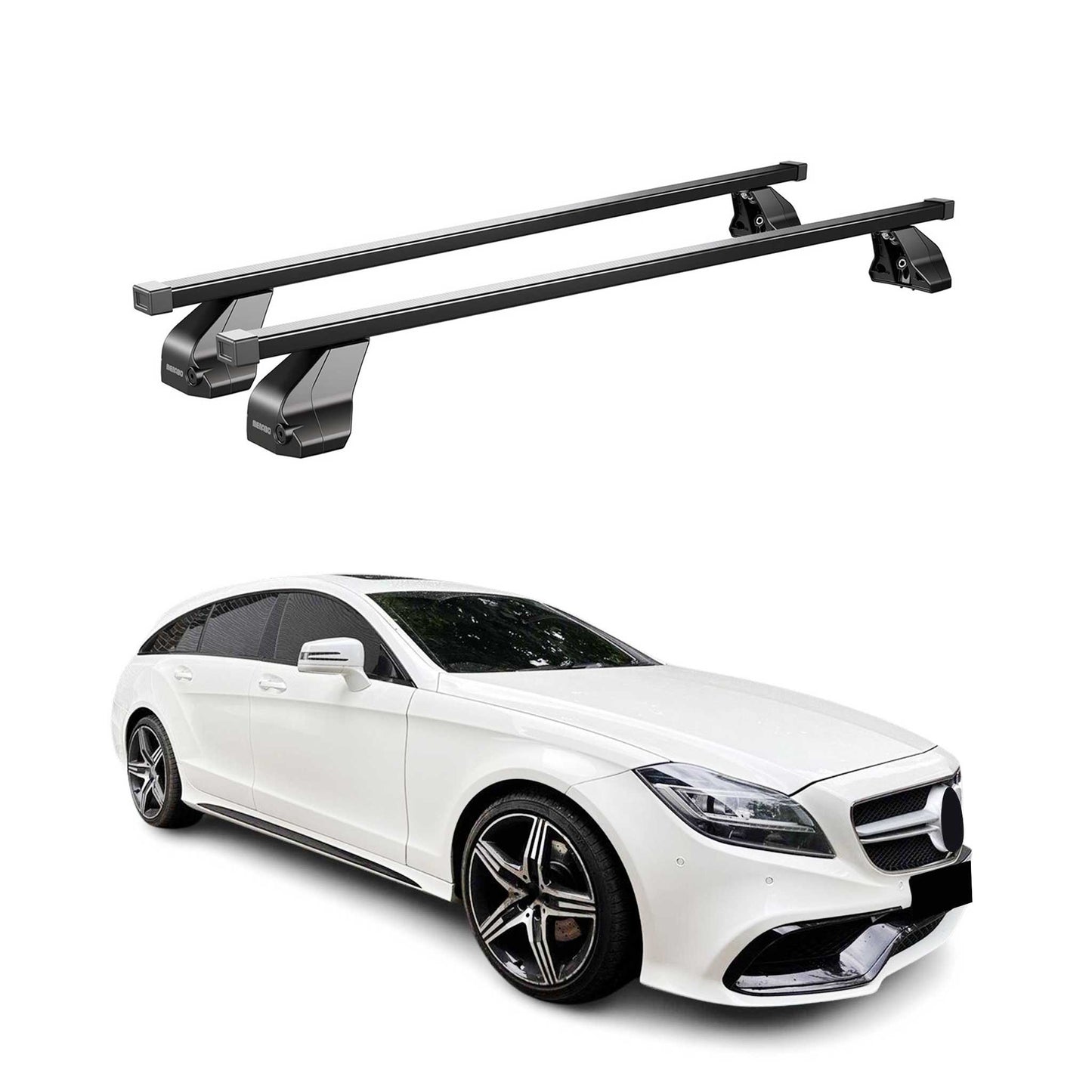 Menabo Dachträger Grundtäger für Mercedes CLS X218 2012-2017 75kg Stahl Schwarz