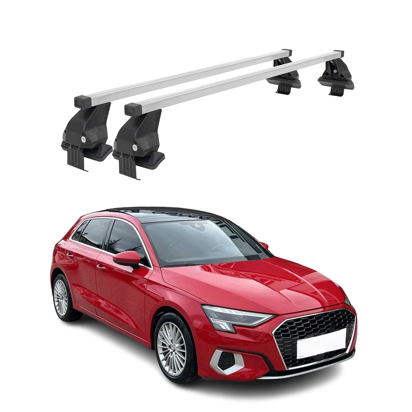 Menabo Dachträger Grundtäger für Audi A3 Sportback 8Y 2020-2025 50kg Silber 2x