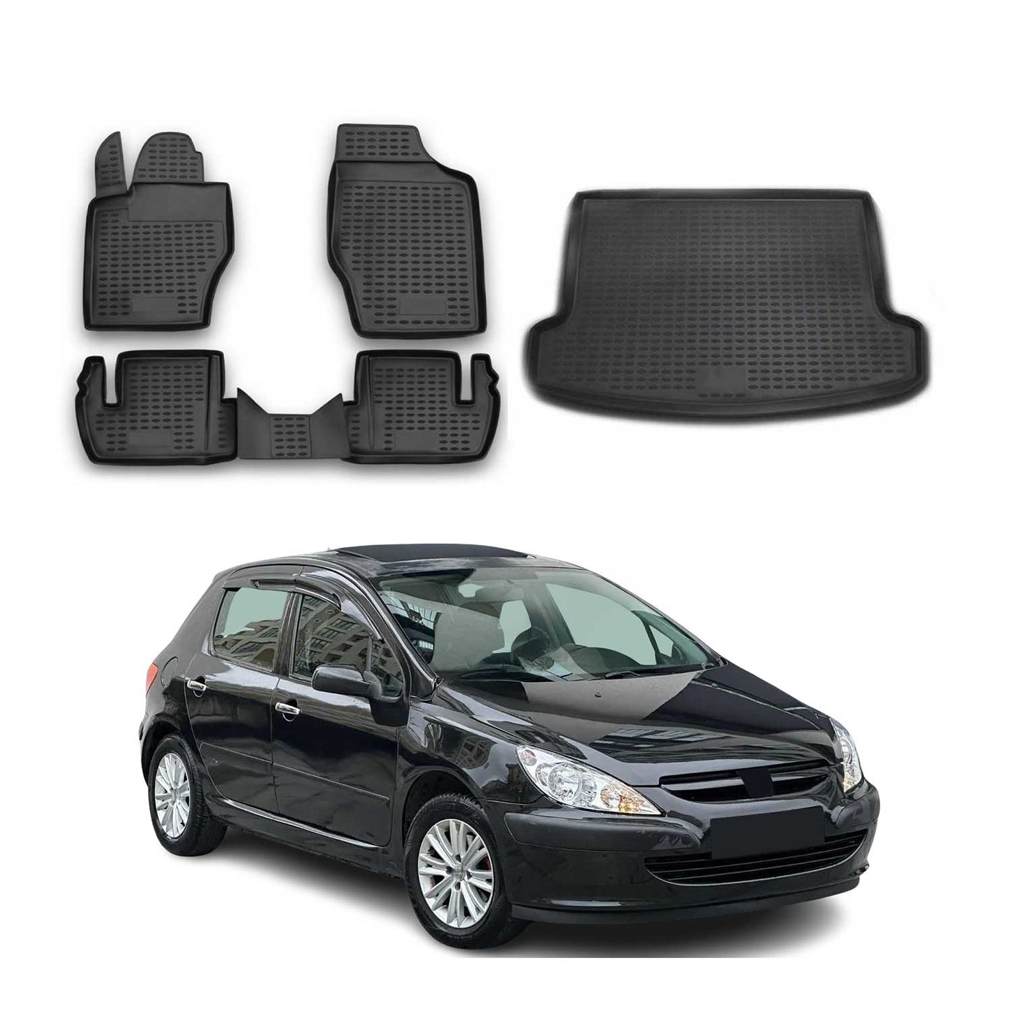 Set covorașe și portbagaj pentru Peugeot 307 2001-2008 Station Wagon TPE