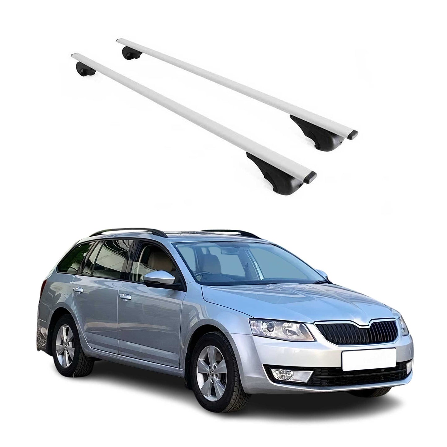 Portbagaj de plafon pentru Skoda Octavia mk3 Estate 2013-2020 75kg Gri Metalizat 2x