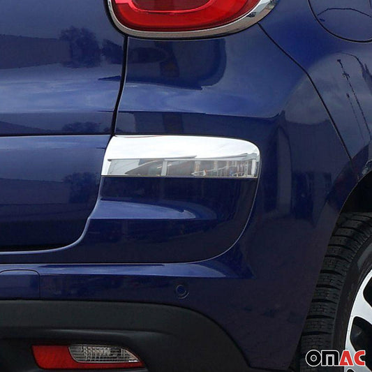 Protecții de colț pentru bara spate Fiat 500L 2017-2024, oțel inoxidabil cromat, set 2 piese