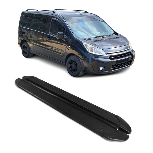 Listwy progowe/progi boczne do Citroena Jumpy 2006-2016 L2, aluminiowe, czarne, 2x