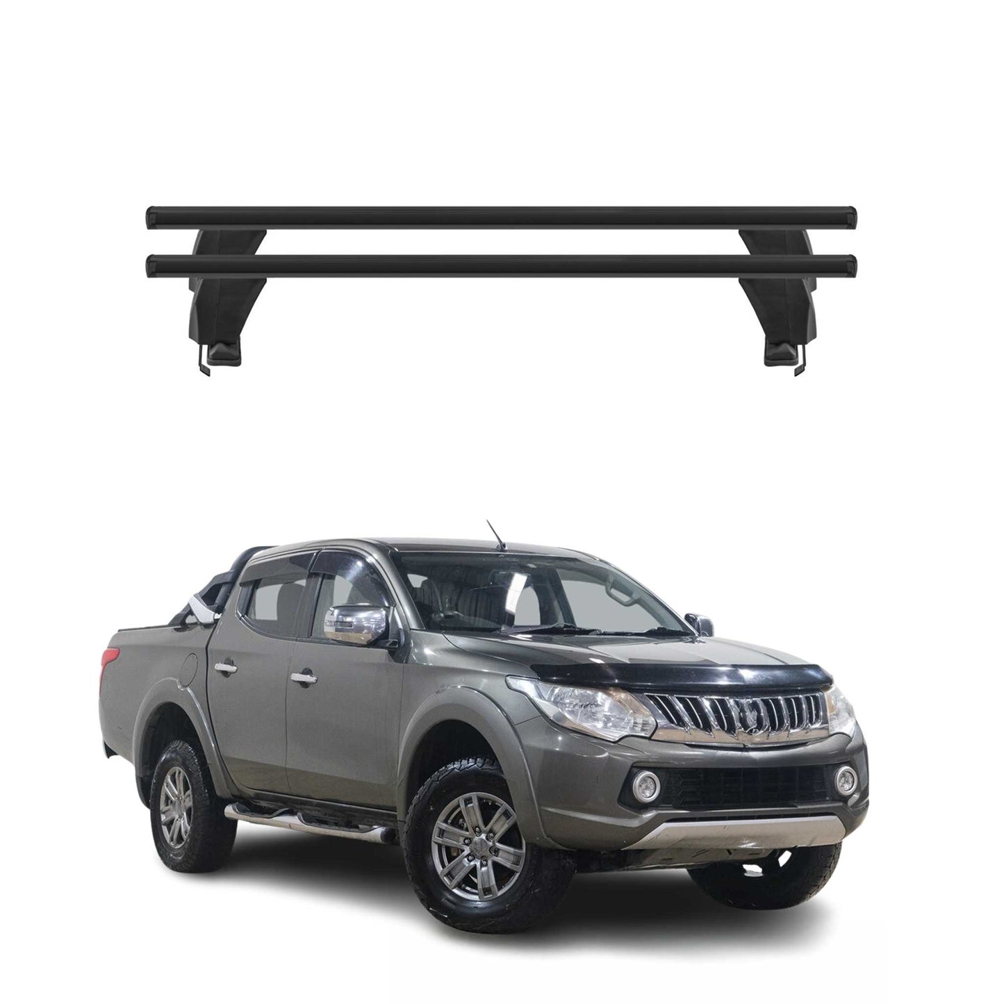 Menabo Dachträger Grundtäger für Mitsubishi L200 2015-2023 50kg Alu Schwarz 2x