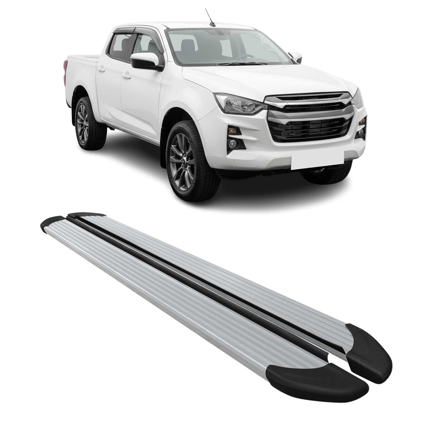 2019-2025 Isuzu D-max III Trittbretter Seitenschweller Seitenbretter Aluminium Silber