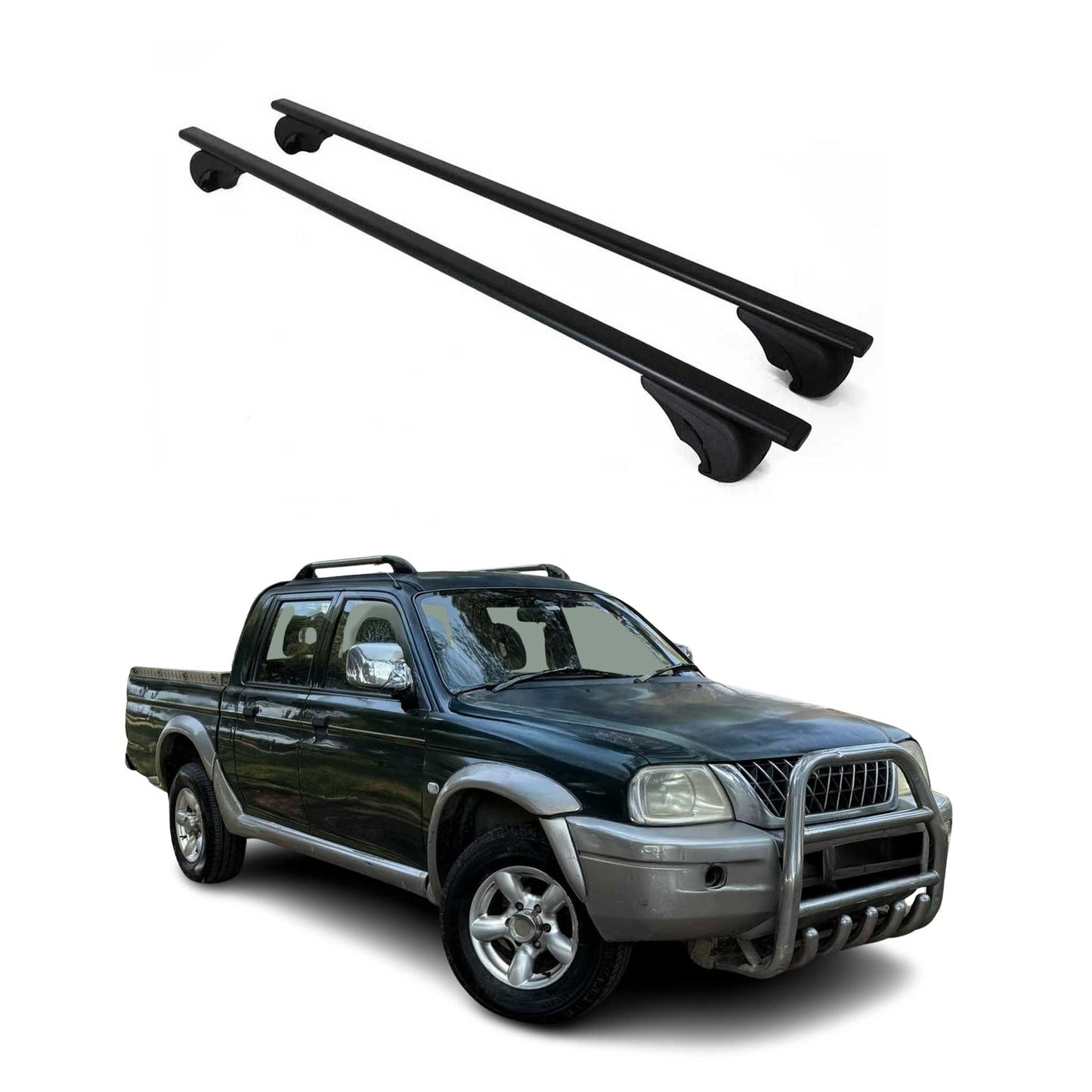 Portbagaj de plafon pentru Mitsubishi L200 1996-2005 75kg, negru metalic, 2 buc.