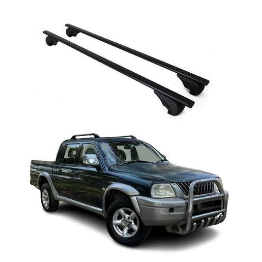 Portbagaj de plafon pentru Mitsubishi L200 1996-2005 75kg, negru metalic, 2 buc.