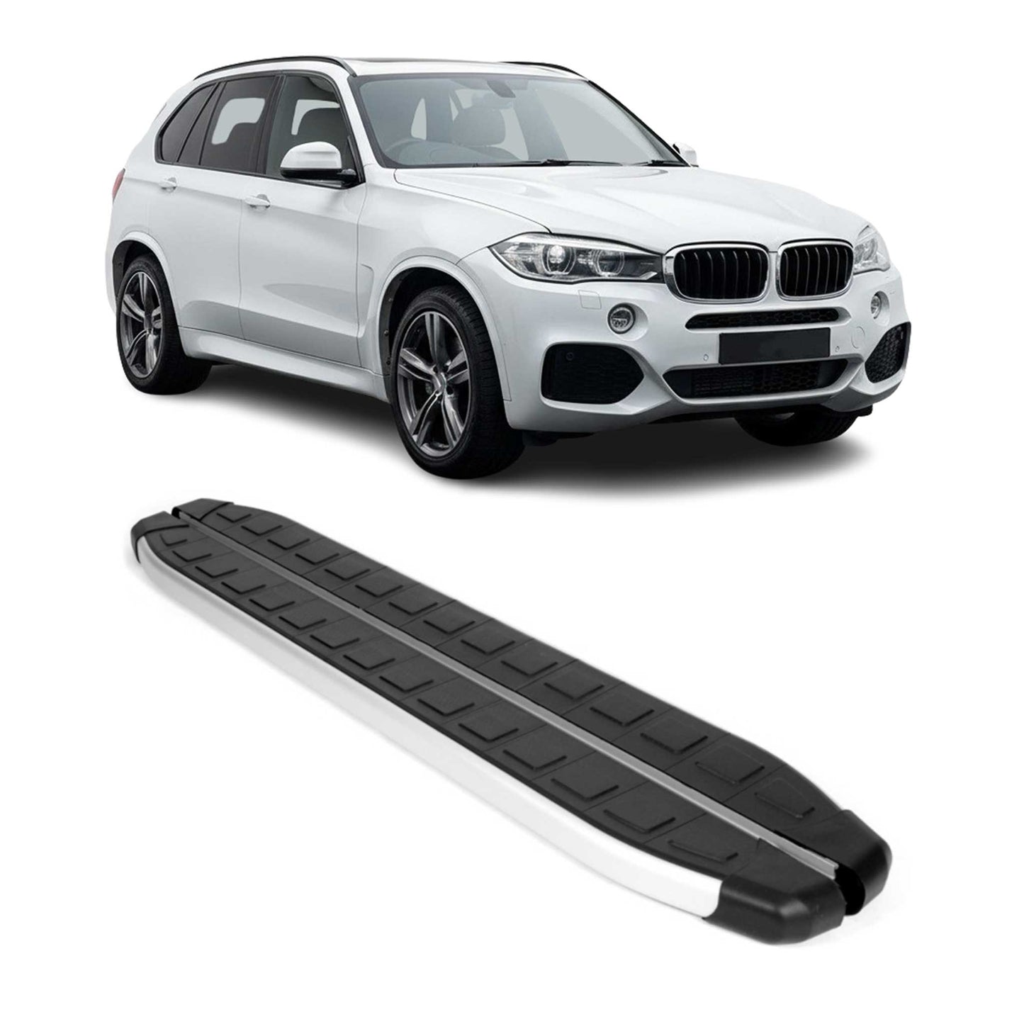 Trittbretter Schweller Seitenschweller für BMW X5 2014-2018 Silber Schwarz 2 tlg