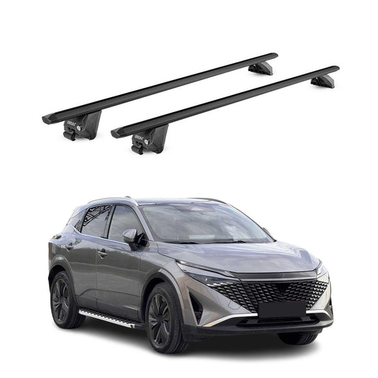 Portbagaj de plafon pentru Nissan Qashqai J12 2021-2025 100kg aluminiu negru 2x ABE