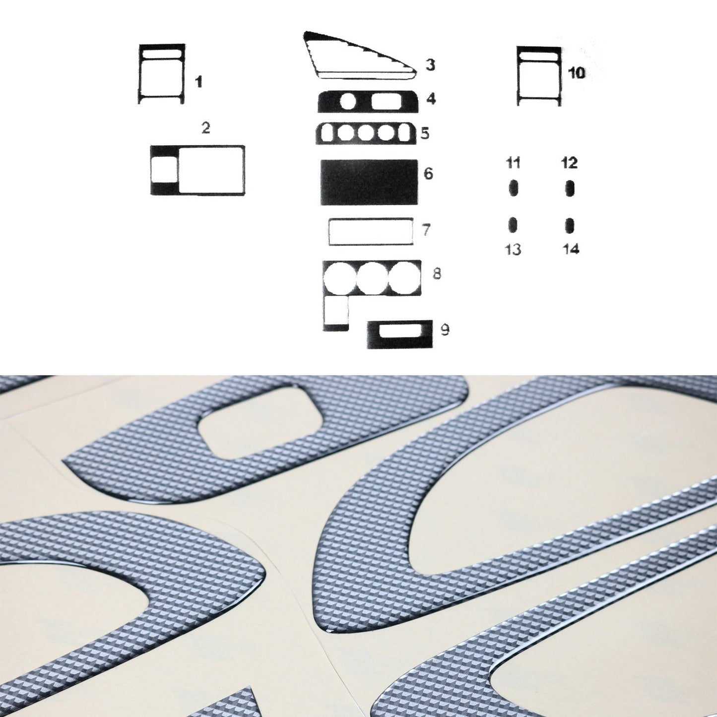 Innenraum Dekor Cockpit für Citroen Berlingo 1996-2003 Carbon Optik 14tlg
