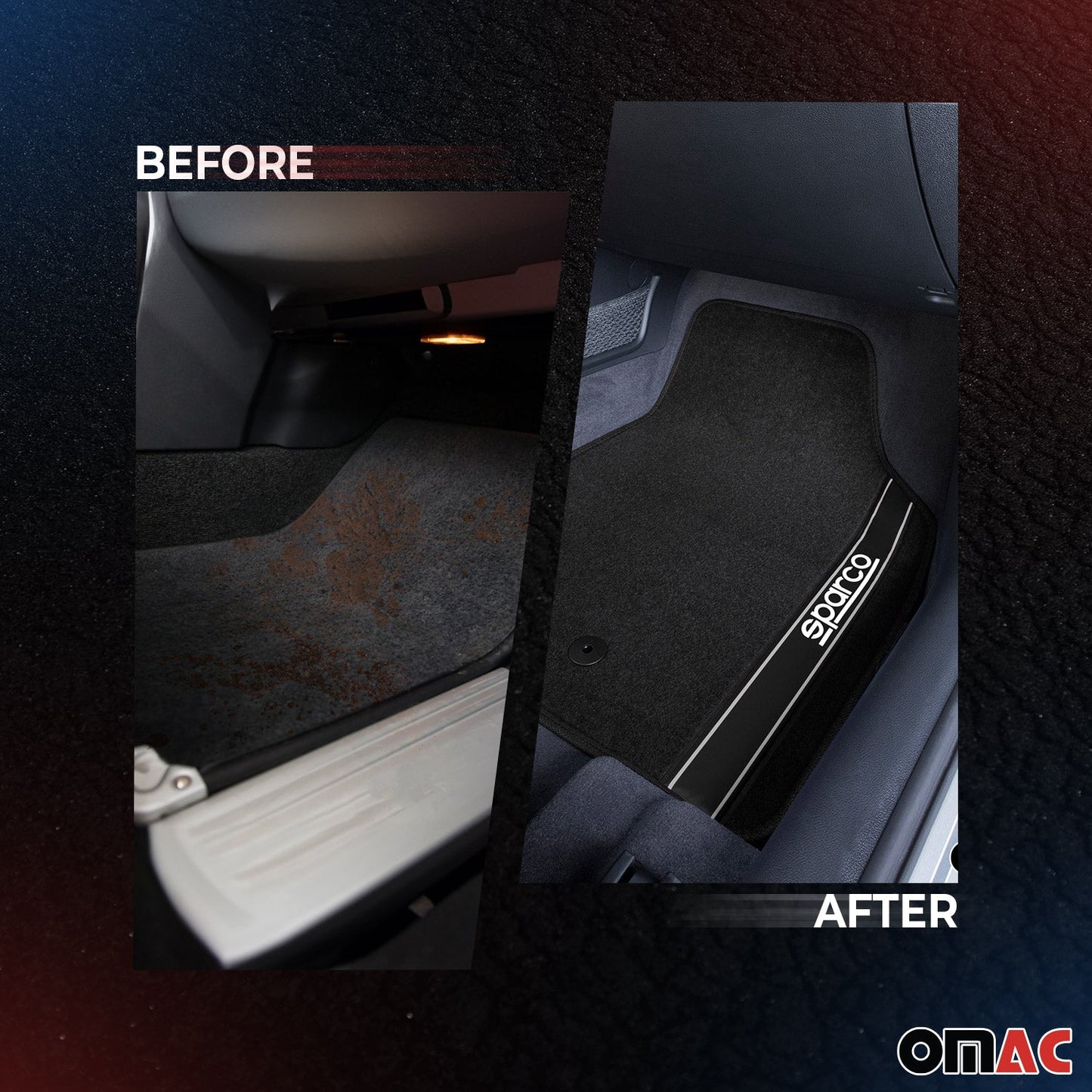 SPARCO Fußmatten Automatten Universal Schwarz Autoteppich Alwettermatten 4 tlg