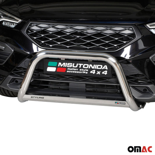 Bară de protecție/buton față pentru Seat Ateca 2021-2025, ø63mm, oțel, argintiu, protecție