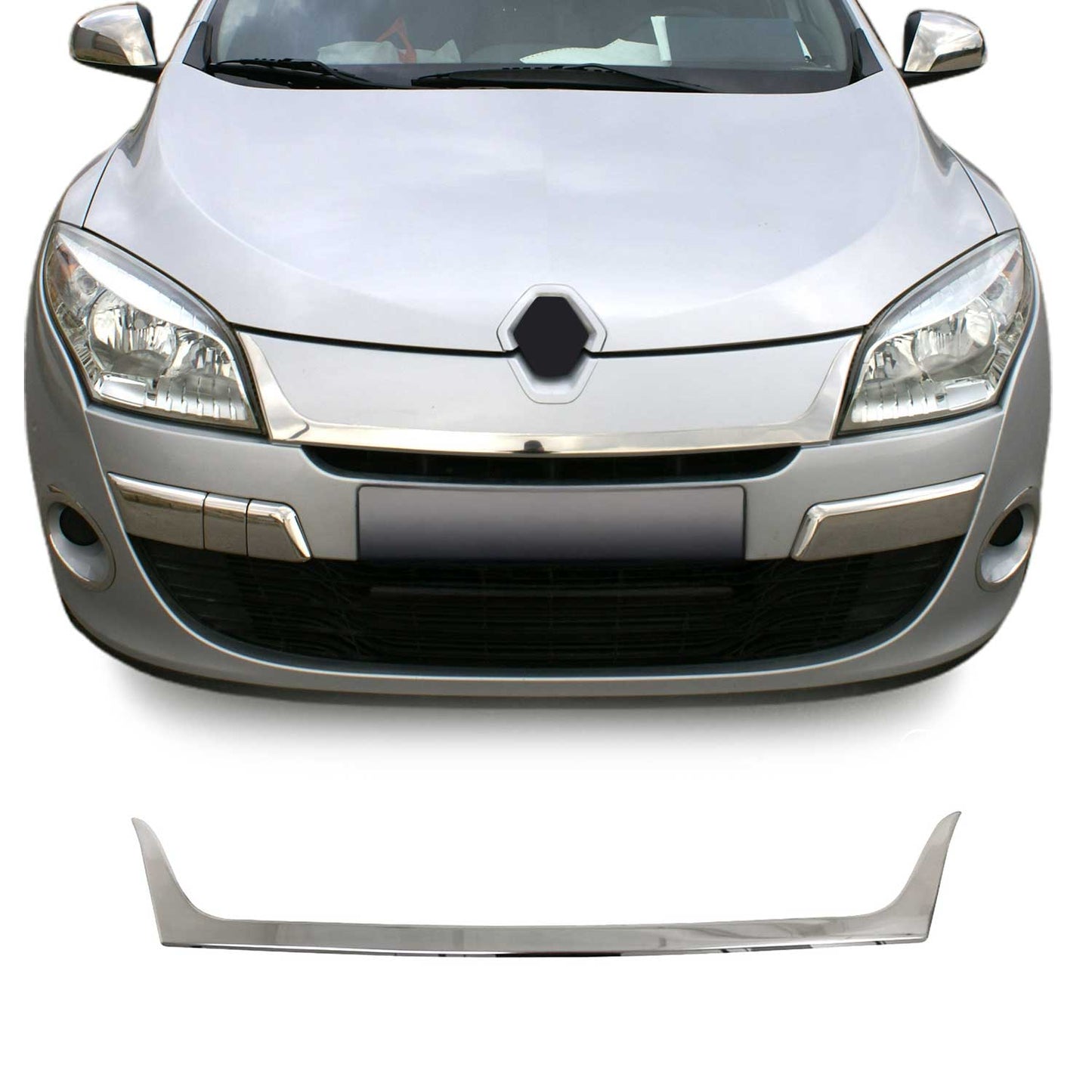 Kühlergrill Leisten Grillleisten für Renault Megane 2009-2012 Edelstahl Silber