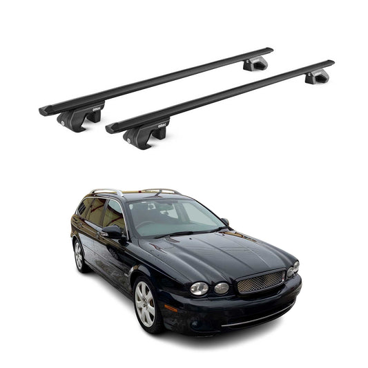 Portbagaj de plafon pentru Jaguar X-Type Estate 2004-2009 90kg aluminiu negru 2x ABE