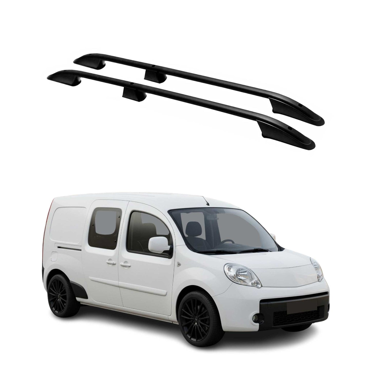 Dachreling Dachgepäckträger für Renault Kangoo 2 2008-2024 L2 Langer Alu Schwarz