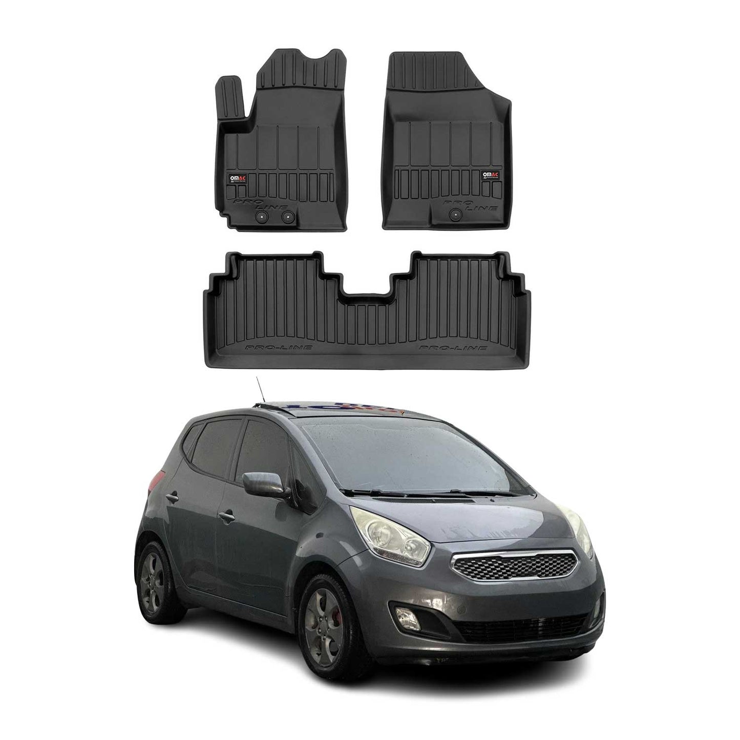 2009-2019 Kia Venga Fußmatten TPE Schwarz 3 tlg